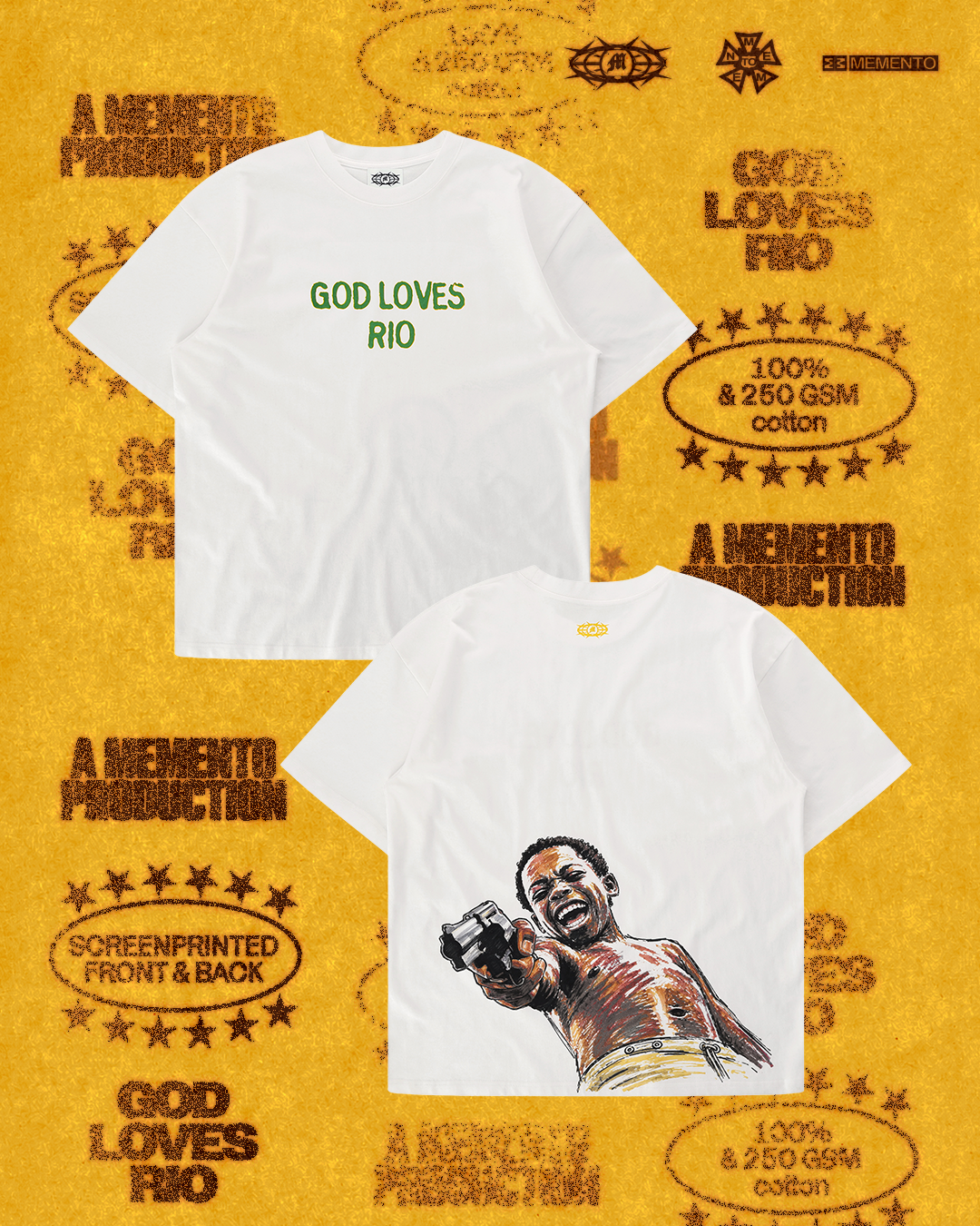 God Loves Rio tee, front and back